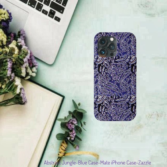 Coque iPhone Abstrait Jungle-Blue (Créateur téléchargé)
