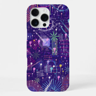 Coque iPhone 16 Pro Max Abstrait Maximaliste sur Fond Violet
