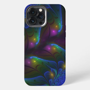 Etui iPhone 13 Pro Max Abstrait Moderne Trippy Fractal Lumineux Coloré