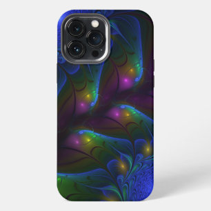 Etui iPhone 13 Pro Max Abstrait Moderne Trippy Fractal Lumineux Coloré
