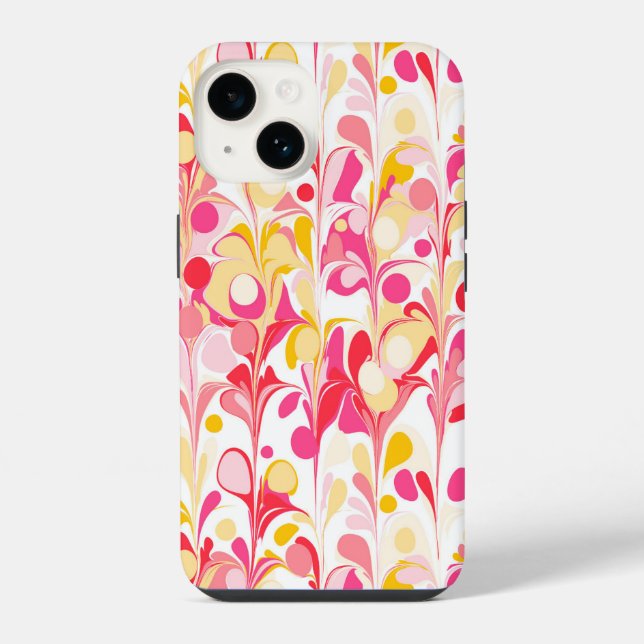 Coque iPhone Abstrait Motif marbré rose (Verso)