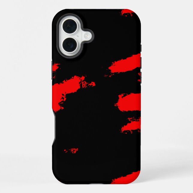 Coque iPhone abstrait noir et rouge (Verso)