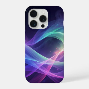 Coque iPhone 15 Pro Abstrait Ondes lumineuses aurorales Dégradé Art nu