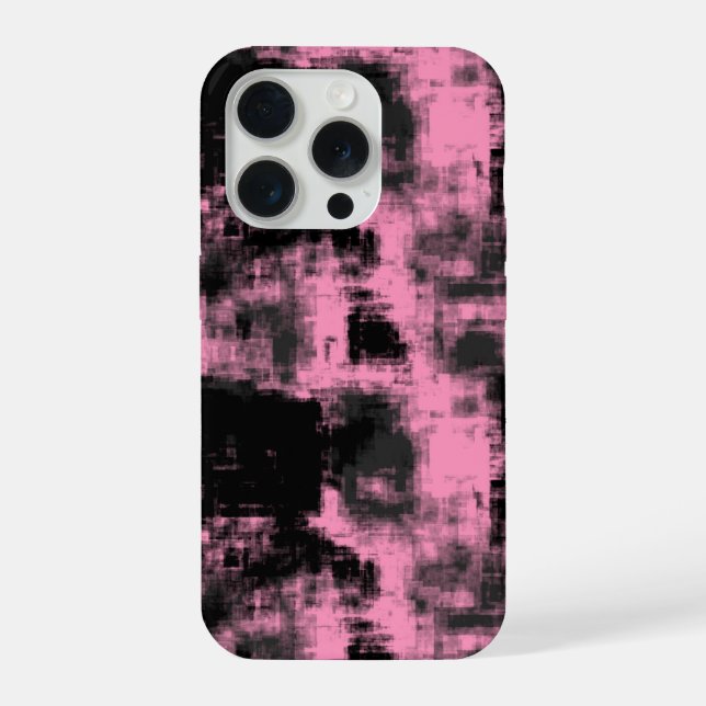 Coque iPhone abstrait rose et noir (Verso)