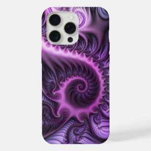 Coque iPhone 15 Pro Max Abstrait vibrant spirale d'art fractal rose violet