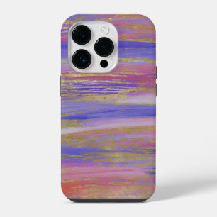 Coque Pour iPhone 14 Plus Abstrait Violet, Corail et Or Peint Grès