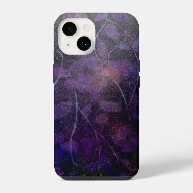 Coque iPhone Abstraite feuille violette profonde (Verso)