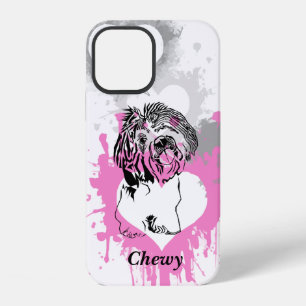 Coque iPhone 12 Abstraits Coeurs Noir-Inked Shih Tzu iPhone 12 Coq