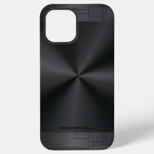 Coque iPhone 12 Pro Max Accents géométriques métalliques noirs brillants