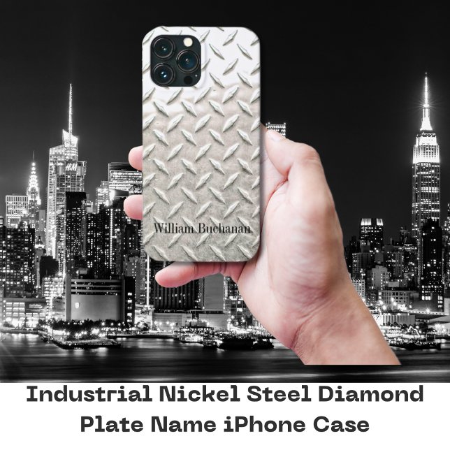Coque iPhone Acier industriel Nom de la plaque de diamant (Personalized Diamond Plate iPhone Case)
