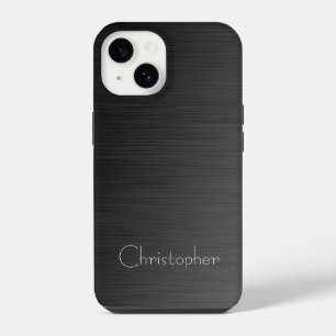 Coque Pour iPhone 14 Acier inoxydable en platine noir en argent Imprime