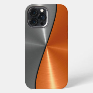 Etui iPhone 13 Pro Max Acier inoxydable métallisé argent et orange