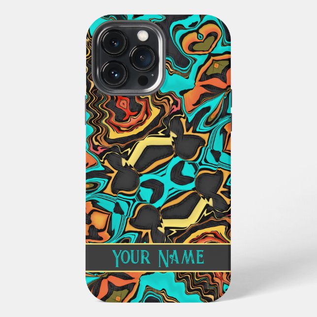 Coque iPhone Adolescent Moderne Abstrait Amusant Sarcelle Perso (Verso)