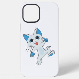 COQUE iPhone 12 PRO MAX ADORABLE CHATON CYAN CLAIR SAUTEUR AUX YEUX BLEUS,