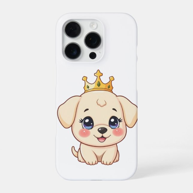 Coque iPhone Adorable Royal Puppy with Golden Crown | Cute Kawa (Verso)