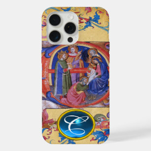 COQUE iPhone 15 PRO MAX ADORATION DES MAGI PARCHEMIN DE NOËL MONOGRAMME