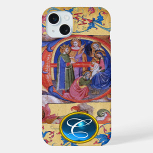 COQUE iPhone 15 PLUS ADORATION DU MONOGRAMME DE PARCHEMENT MAGI NOËL