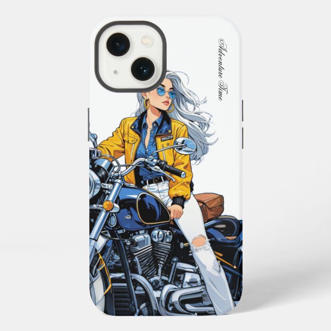 Coque iPhone Adventure Time : Étui pour iPhone 13 de motard (Verso)