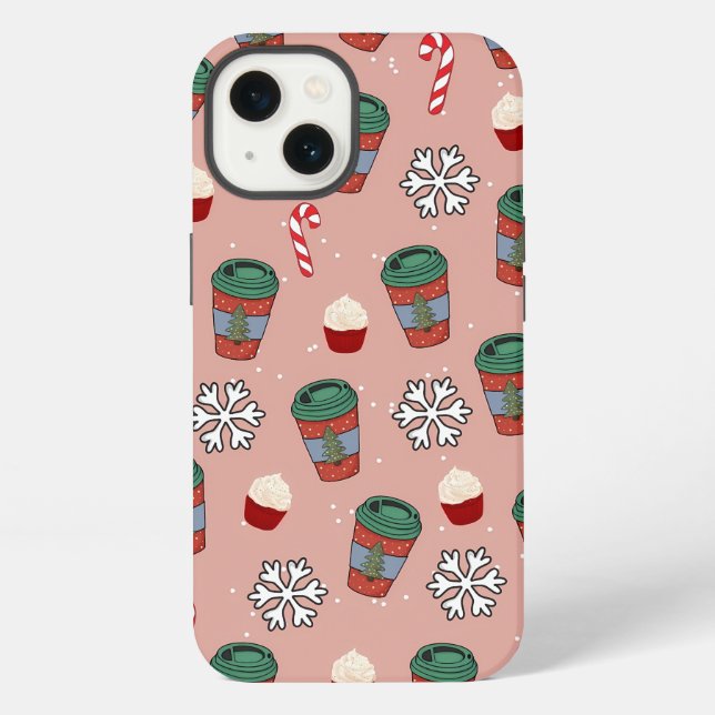 Coque iPhone Aesthetic Christmas Mistletoe Coffee (Verso)