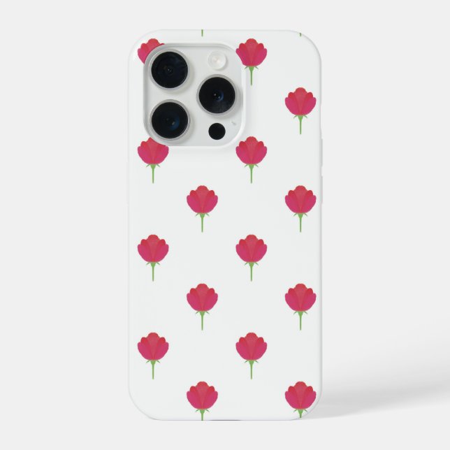 Coque iPhone Aesthetic pink tulip flower pattern phone case (Verso)