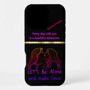 Coque iPhone 16 Pro Max affection créative célébrant l'amour entre les fem
