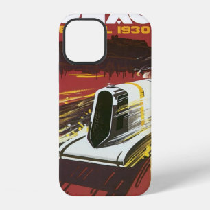 Coque iPhone 12 Affiche de voyage vintage, course automobile du Gr