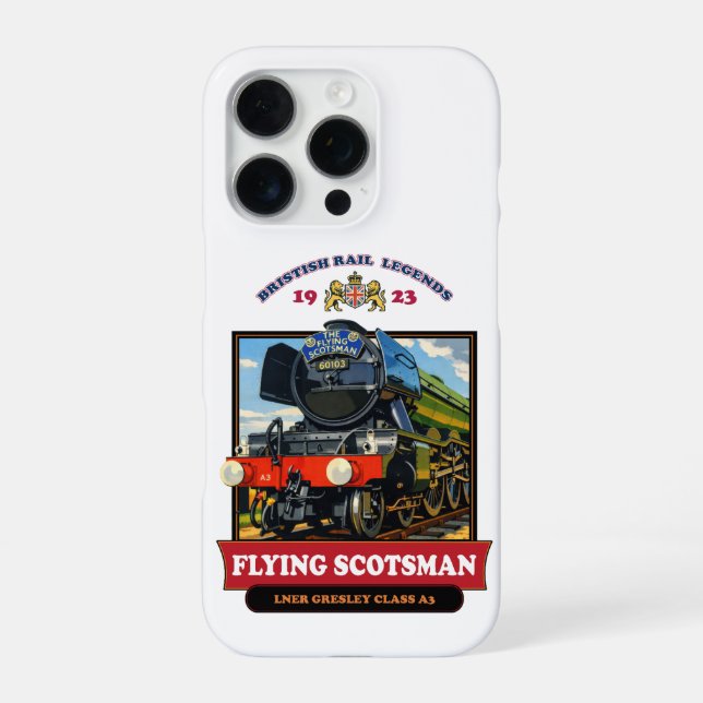 Coque iPhone Affiche Rétro de la Locomotive à Vapeur Flying Sco (Verso)
