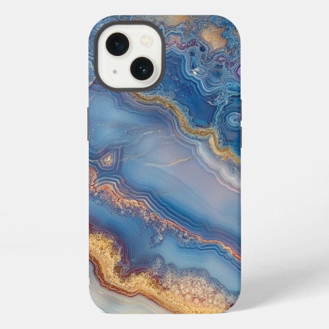 Coque iPhone Agate Blue Dentelle (Verso)