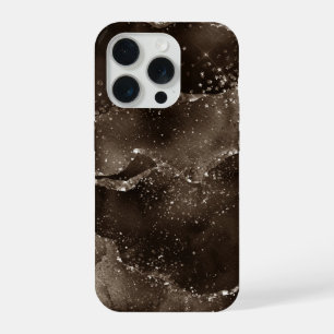 Coque iPhone 15 Pro Agate capricieux Bronze doré marron café Taupe