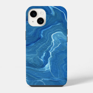 Coque Pour iPhone 14 Agate de marbre bleu Résumé