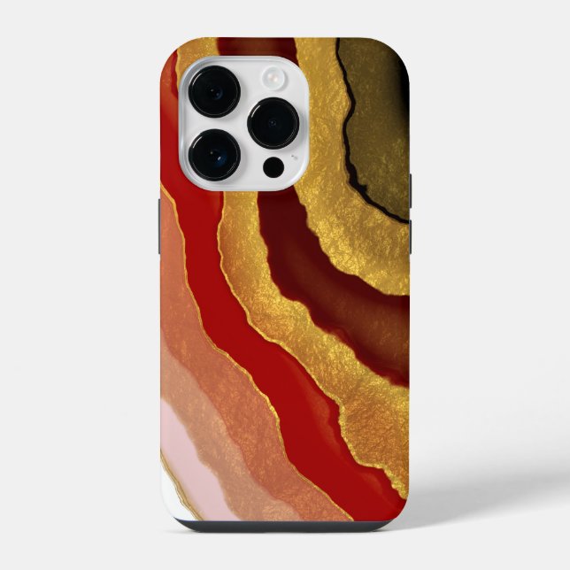 Coque iPhone Agate dorée Abstraite (Verso)