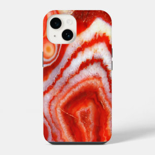Coque Pour iPhone 14 Agate Orange Sanguine.