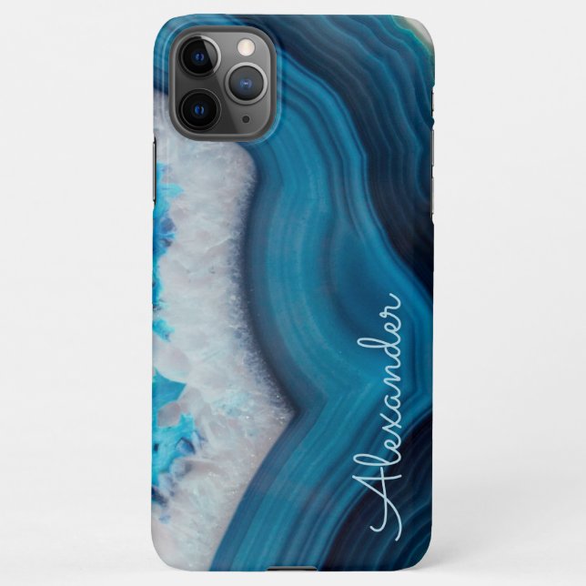 Coque iPhone Agate personnalisé Nom manuscrit tendance moderne (Dos)
