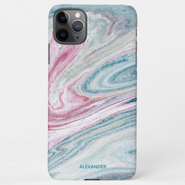 Coque iPhone Agate personnalisé Nom manuscrit tendance moderne (Dos)