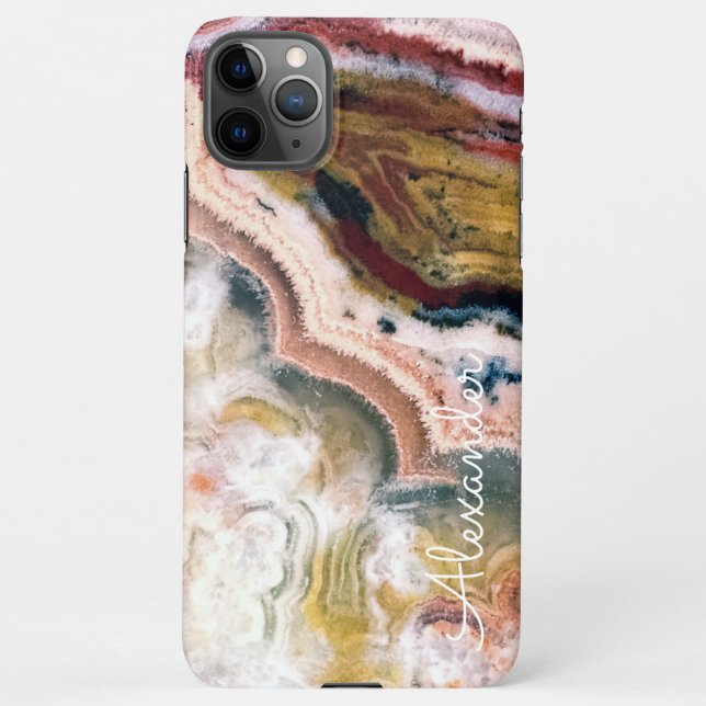Coque iPhone Agate personnalisé Nom manuscrit tendance moderne (Dos)