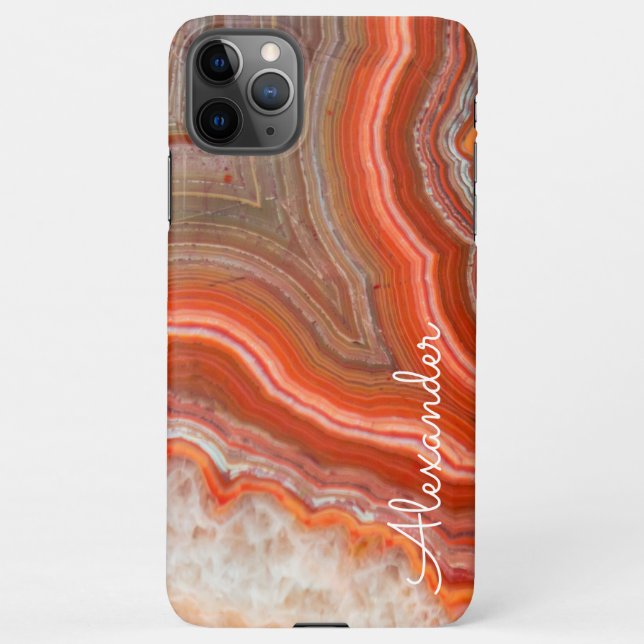 Coque iPhone Agate personnalisé Nom manuscrit tendance moderne (Dos)