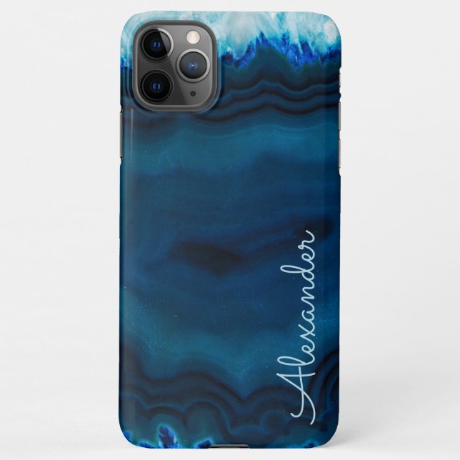 Coque iPhone Agate personnalisé Nom manuscrit tendance moderne (Dos)
