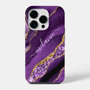 Coque Pour iPhone 14 Plus Agate Purple Gold Parties scintillant Nom personna
