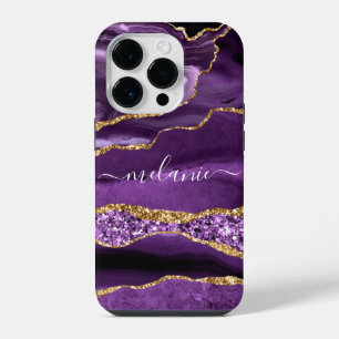 Coque Pour iPhone 14 Plus Agate Purple Gold Parties scintillant Nom personna