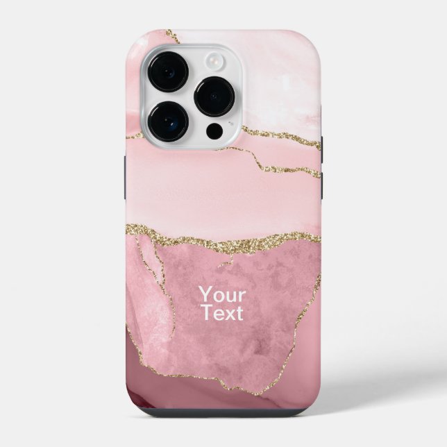 Coque iPhone Agate rose et or (Verso)