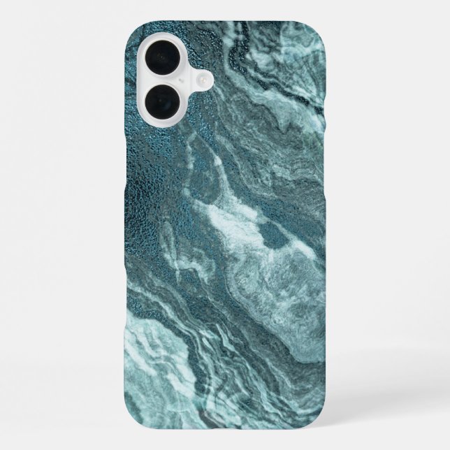 Coque iPhone Agate Turquoise cristallisée | Pierre marbrée noir (Verso)