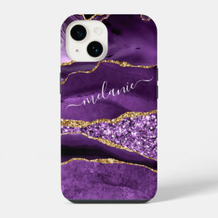 Coque Pour iPhone 14 Agate Violet violet Parties scintillant or Étincel