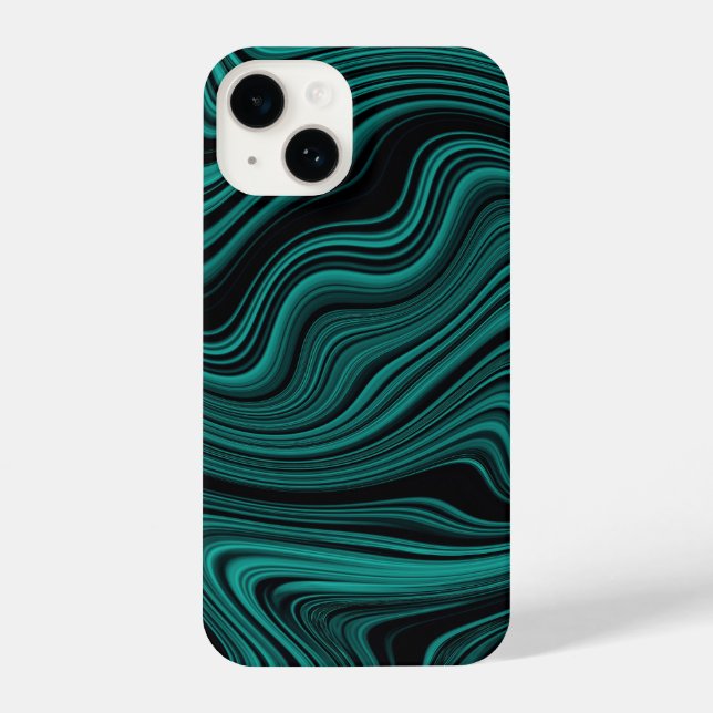Coque iPhone Agate Wavy Black & Emerald (Verso)