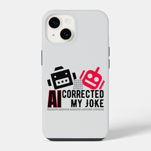 Coque iPhone AI Corrigé ma blague.w L Grey (Verso)