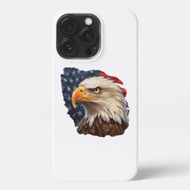 Coque iPhone Aigle à drapeau américain (Verso)