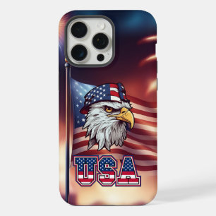 Coque iPhone 15 Pro Max Aigle américain chauve patriotique