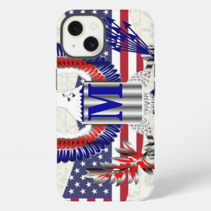 Etui iPhone 13 Aigle américain patriotique monogramme personnalis