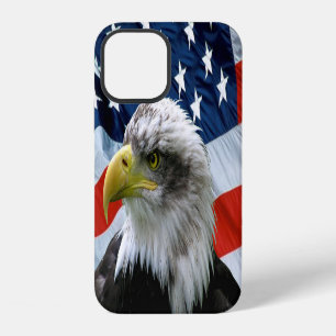 Coque iPhone 12 Aigle chauve patriotique et drapeau américain