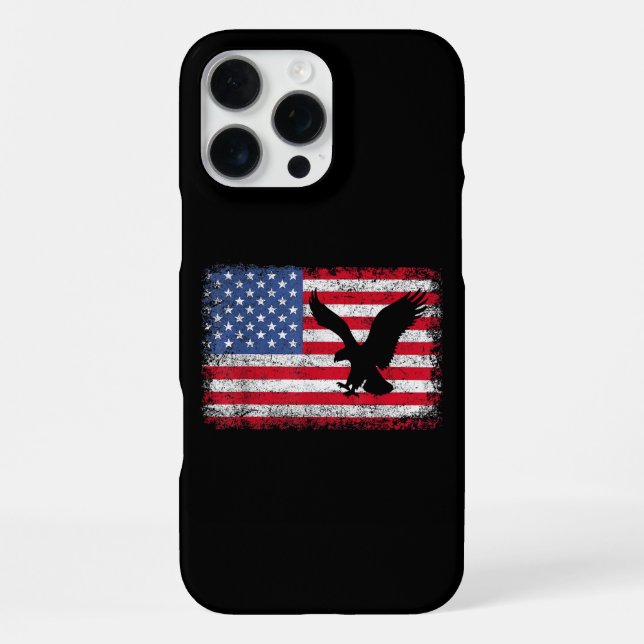 Coque iPhone Aigle du drapeau américain USA (Verso)