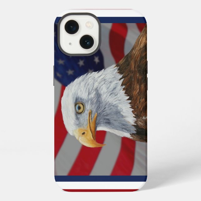 Coque iPhone Aigle et drapeau américains (Verso)